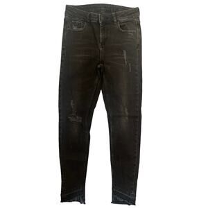 Zara Basic Denim Z1975 Womens Black Distressed Skinny Size 2